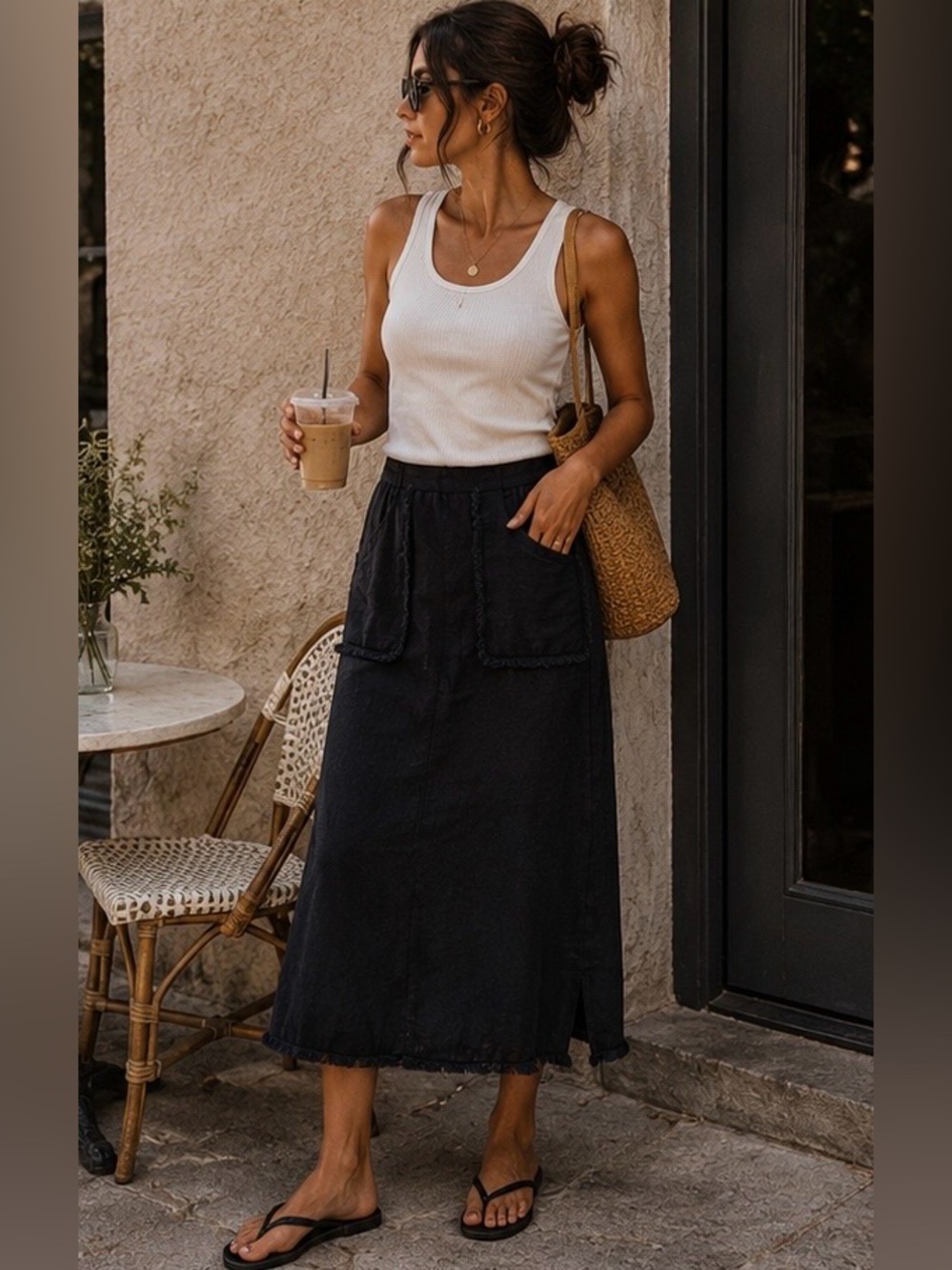 J. Crew Black Fringe-Trim Pencil Skirt